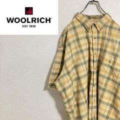 【チェック】WOOL RICHウールリッチ　ボタンダウン半袖シャツ　黄色　2XL