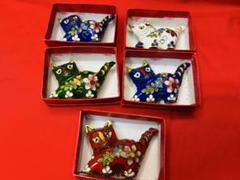 置物 工芸品 在庫処分‼️ 七宝焼 「猫」 香道具 茶道具 金属工芸 5点