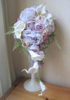 琴羽＊様ご確認用＊白とピンクのバラのキャスケードブーケ＊お花 琴羽＊様ご確認用＊白とピンクのバラのキャスケードブーケ