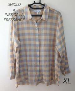 【ユニクロ】イネス コットン　シアーチェックシャツ　長袖　XL
