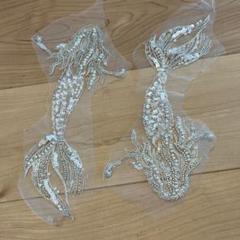 ウェディングドレス ベール パーツ 装飾 ビーズ刺繍 魚 デザイン 2個入り