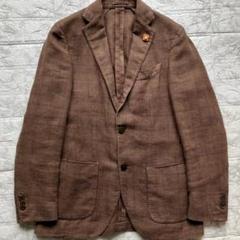 美品 LARDINI ブートニエール リネン テーラードジャケット チェック