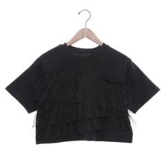 新品・未使用】フリル付きブラッククロップドTシャツ - メルカリ