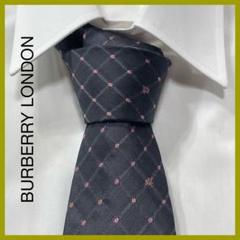 TG2465 BURBERRY LONDON ひし形 チェック ネクタイ 英国製