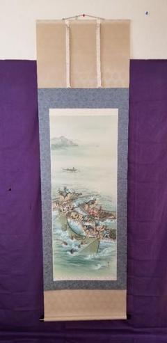 春光美術院 増田春光作1.5尺幅立 大漁の図 縦189cm 幅54.5cm 桐箱 春光美術院 増田春光作1.5尺幅立 大漁の図 縦189cm 幅54.5cm 桐