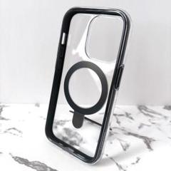 iPhone14pro ケース 透明 クリア 黒 スタンド 磁力 リング