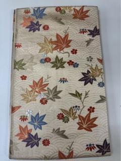 袋帯 麗華扇面文 地紙文 七宝繋ぎに青海波 草花模様 金糸 KO-938 袋帯 麗華扇面文 地紙文 七宝繋ぎに青海波 草花模様 金糸 KO-938