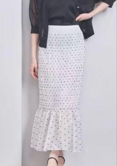 UNITED ARROWS ハシゴ カットジャカード スカート　38 ホワイト