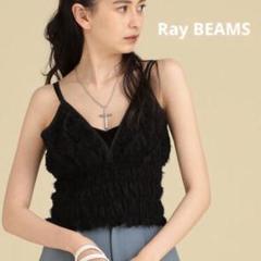 Ray BEAMS / フリンジ Vネック キャミブラック　1