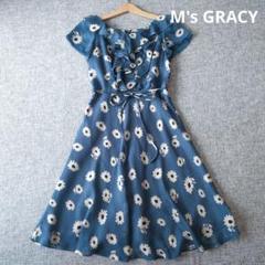 M'S GRACY フラワープリント ワンピース 42新品 MS GRACY 42,フラワープリント 半袖ワンピース未使用品
