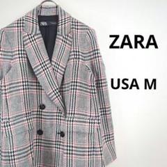 極美品！ZARA チェスターコート グレー系 チェック柄 完売品 ZARA ザラ チェック柄 オーバーサイズ ロングコート