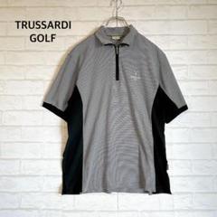 TRUSSARDI GOLF 半袖ポロシャツ ボーダー ジップアップ（M）ゴルフ