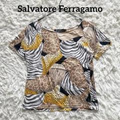高級品市場 Ferragamo フェラガモ ゼブラ ジラフ レオパード 半袖カットソー トップス