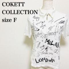 COKETT COLLECTION プリントハーフジップコットン半袖ポロシャツ