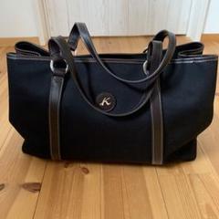 Y118 キタムラ 黒のキャンバス トートバッグ Kのロゴ バック