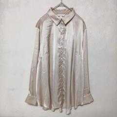 エイチアンドエム サテン風シャツ Lサイズ ベージュゴールド 光沢 ゆったり