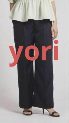 Yori ヨリ ブラック サテン ワイドパンツ 34 yori 34 ウィンターサテンワイドパンツ センタープレス ワイド