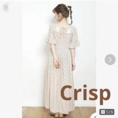 crisp シャーリングフラワーワンピース　花柄ワンピース