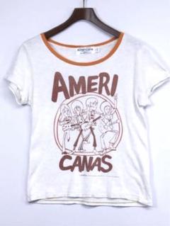 完売 貴重 AMERICANA バンドイラスト柄 リング襟 霜降 Tシャツ M