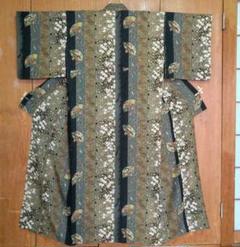 【美品】正絹　単衣　小紋　ちりめん　縞　大正ロマン　アンティーク　身丈157cm 美品】正絹 単衣 小紋 ちりめん 縞 大正ロマン アンティーク
