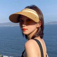 サンバイザー 　ブラウン　茶　おしゃれ　UV対策　レディース　海　スポーツ　帽子