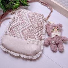 f*w様 コヤンイサムチョン♡インド刺繍×オッドアイにゃんのトートバッグ♡ミニポ コヤンイサムチョン オッドアイ ハンドメイド トートバッグ