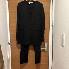 セオリーリュクス リネンストレッチ黒 パンツスーツ 38サイズ