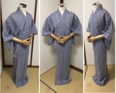 着物 衣装 美品 棒縞 駒絽 シースルー 化繊 単衣 粋 舞踊 大衆演劇 浴衣