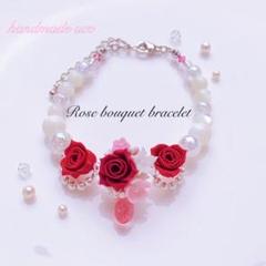 622. 薔薇　ボルドー　オールドブーケ　マザーオブパール　ブレスレット