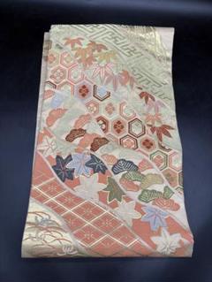 高級　正絹　洒落帯　名古屋帯　アンティーク　大正ロマン　金糸　亀甲　松　185