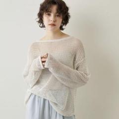 美品◯ウィムガゼット　半袖メッシュプルオーバー ベージュ メッシュプルオーバー | Whim Gazette(ウィム ガゼット