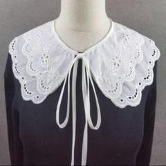 【新品未使用】White二層刺繍フェイクカラー（つけ襟）