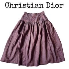新品＊クリスチャンディオール ウール　タック　ロング　スカート　グリーン　L相当 Christian Dior クリスチャンディオール ゾディアック