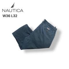 NAUTICA ノーチカ ツータックコットンチノパン 36×32 ネイビー