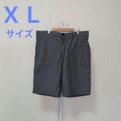 ユニクロ　コットンハーフパンツ(チェック)　メンズ　ネイビー　ＸＬ