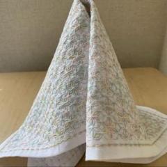刺し子花布巾麻の葉一目刺し