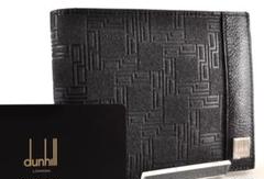 未使用 dunhill ダンヒル 二つ折り財布 レザー ブラック 黒 カード付き
