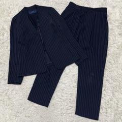 美品 M SHIPS ノーカラー セットアップ スーツ ストレッチ ネイビー