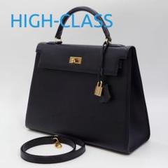 HIGH-CLASS ハイクラス ゴールド金具 ハンドバッグ ブラック HIGH CLASS ハイクラス ハンドバッグ レザー 黒 ゴールド金具