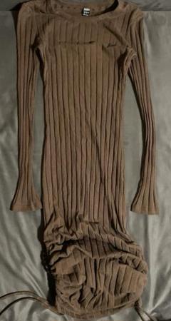 SHEIN リブニット　ドレープワンピース XS