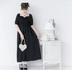 夢展望 胸元リボンシャーリングワンピース L