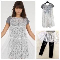 [未使用級] サカイsacai 前後ろ2way レース切替 フレア ワンピース