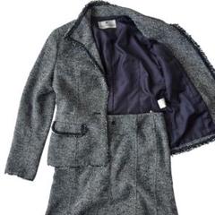 courreges クレージュ ノーカラースーツ ツイード スカートセットアップ