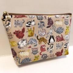にゃんだらけ ハンドメイド ポーチ コスメポーチ ファスナーポーチ ねこ 猫