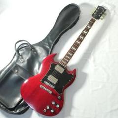 Grass Roots SGセットネック エレキギター ケース、ストラップ付き Grass Roots SGタイプ エレキギター レザーケース付 グラス