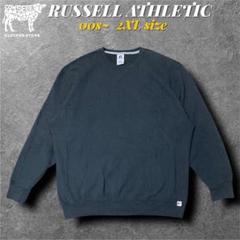 00s~ラッセルアスレティック　前V無地黒スウェット　2XL　アメカジ y2k