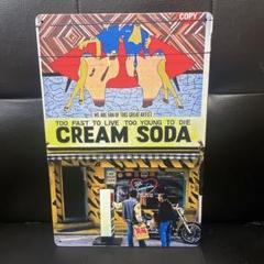 1990年代　クリームソーダ　マジックサイン入りブリキ看板 中古品 2025年最新】クリーソーダブリキ看板の人気アイテム - メルカリ