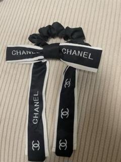 CHANEL リボン シュシュ ヘアアクセ ロゴ入り ビッグリボン 人気 CHANEL シャネル ヘア アクセサリー シルクリボン シュシュ 髪