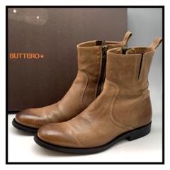 BUTTERO ブッテロ レザーブーツ 本革 サイドジップ ブラウン 41 革靴
