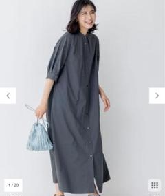 とも様　23区　新品　マットナイロンタフタ シャツワンピース　ブラウン系 とも様 23区 新品 マットナイロンタフタ シャツワンピース